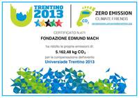 Universiadi,  La Fondazione Mach ha ridotto le proprie emissioni di 5.162,48 Kg di Co2 