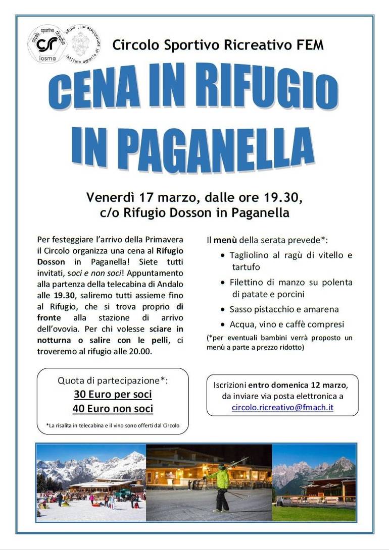Cena in rifugio in Paganella