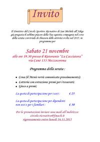 Cena sociale - 21 novembre 2015
