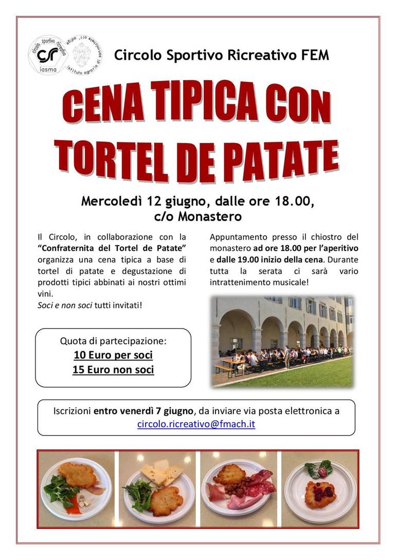 Cena tipica con Tortel de Patate - Mercoledì 12 giugno