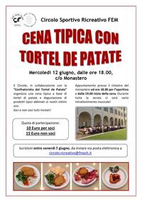 Cena tipica con Tortel de Patate - Mercoledì 12 giugno