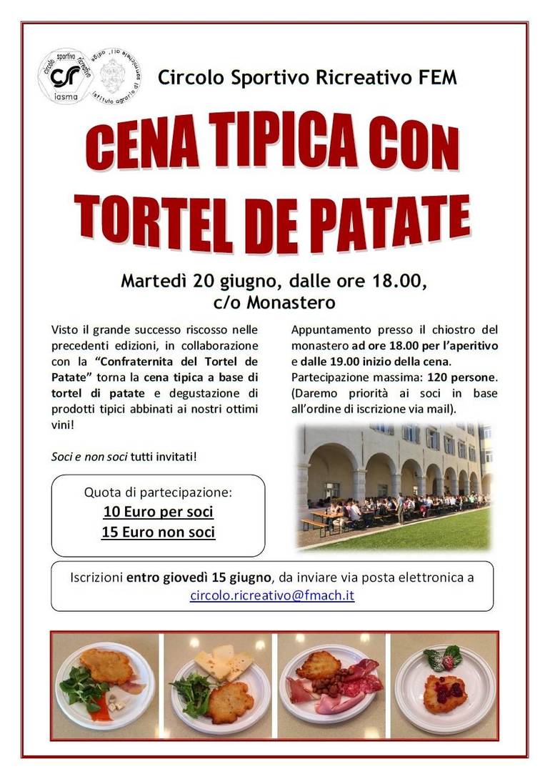 Cena tipica con tortel di patate