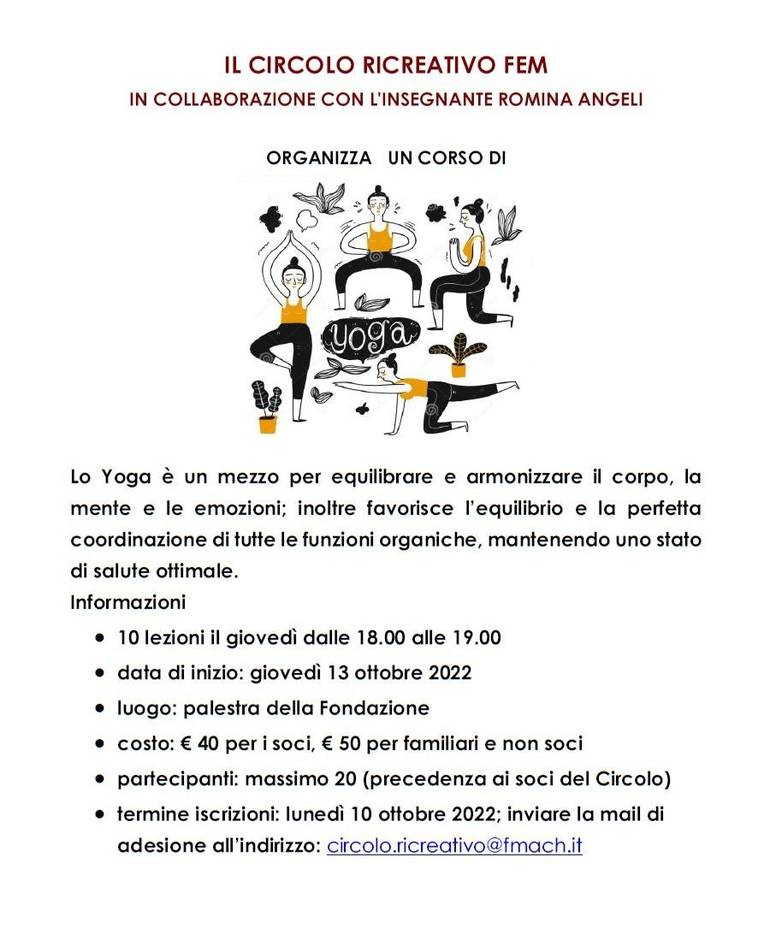 Corso di yoga - autunno 2022