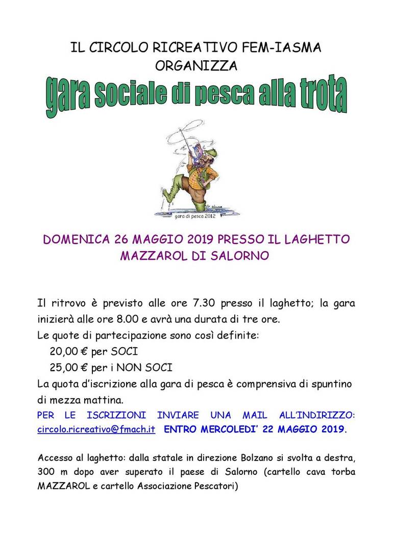 Gara di pesca al laghetto Mazzarol di Salorno - domenica 26 maggio 2019