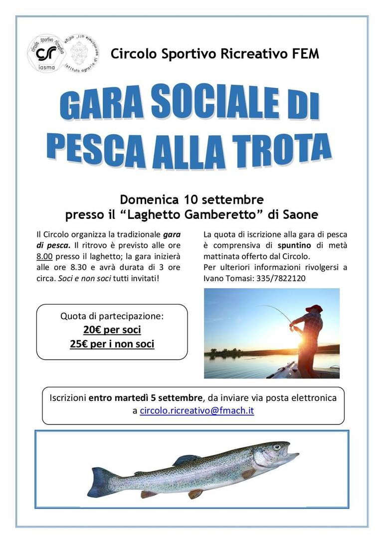 Gara sociale di pesca alla trota - domenica 10 settembre 2017