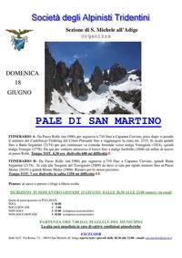 Gita alle Pale di San Martino organizzata dalla SAT (viaggio in pullman) - domenica 18 giugno 2017, partenza ore 7.00