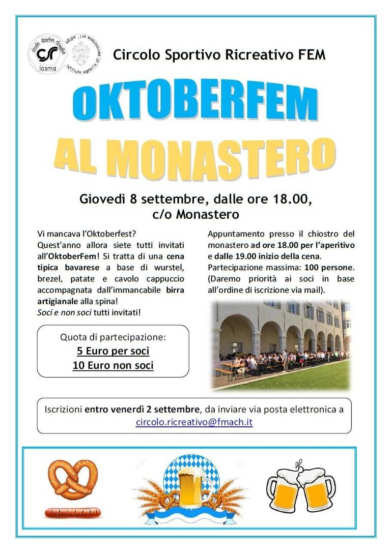 OktoberFem al Monastero - giovedì 8 settembre dalle ore 18:00