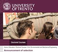 N. 3 (three) PhD Scholarships co-sponsored by FEM - Doctoral Programme of the University of Trento - deadline August 25, 2016